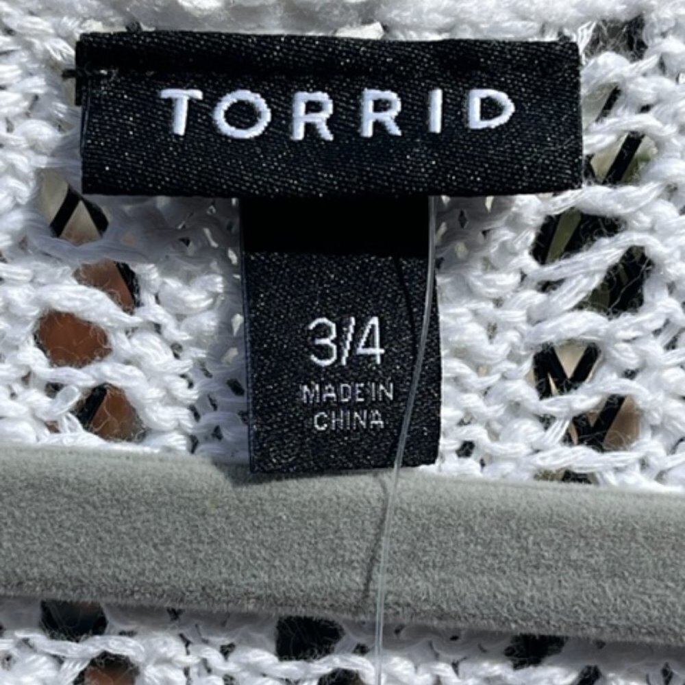 Torrid Open Stitch White Cardigan Poncho Sweater Short Sleeves 3/4 = 22/24 NWT - Picture 13 of 16